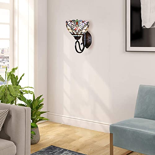 Chloe Lighting Grenville Victorian Tiffany-Style Blackish Bronze 1 Light Wall Sconce 8" Wide #TOP6
