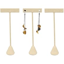 3 Beige Linen 4.75" H Earring T Stand Display, T Shape Holder for Tradeshow, Home Business, Promotion, or just for Home.