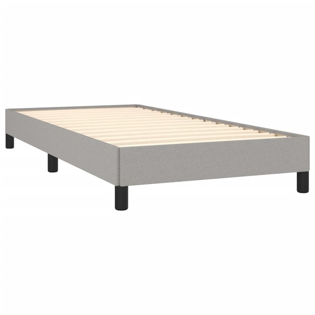 90x190 cm Fabric Bed Frame with Plywood Slats, Light Gray | Upholstered platform bed ideal for youth or guest bedrooms, easy to assemble.