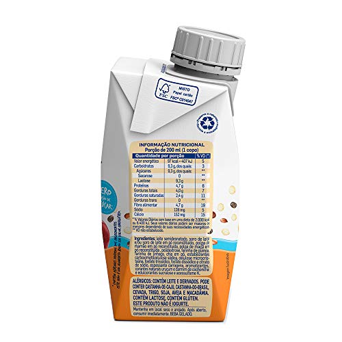 Bebida Láctea Quinoa Linhaça e Chia Sabor Mamão e Maçã Zero Açúcar, Piracanjuba, 200Ml