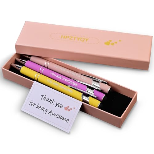 HPTZYQY 3Pcs Fancy Pens for Women, Employee Appreciation Gifts, Thank You & Appreciation Gifts for Coworkers & Teachers (Yellow Pink Purple)