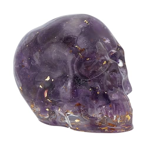 CRAFTYMELODY 1 pièce de Crâne en Améthyste Sculpté à la Main Statue de Crâne en Résine de Quartz Décoration pour Hommes et Femmes