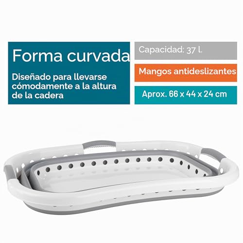 Miniatura 4 de Beldray La072979gryeu Cesta De Colada Adaptable A La Cadera, Transportar Y Meter Ropa Sucia, Cubo Práctico Y Plegable Con Asas Ergonómicas, Para Cuarto De Baño, Dormitorio O Lavandería