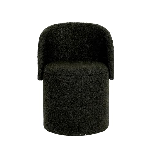 Image of GC GAVENO CAVAILIA Boucle Round Stool Ottoman Storage Box | Vanity Stool With Storage Hidden Removable Lid, Ottoman Folding Stool Foot Rest Bench Seat Chair For Living Room, Bedroom, Black