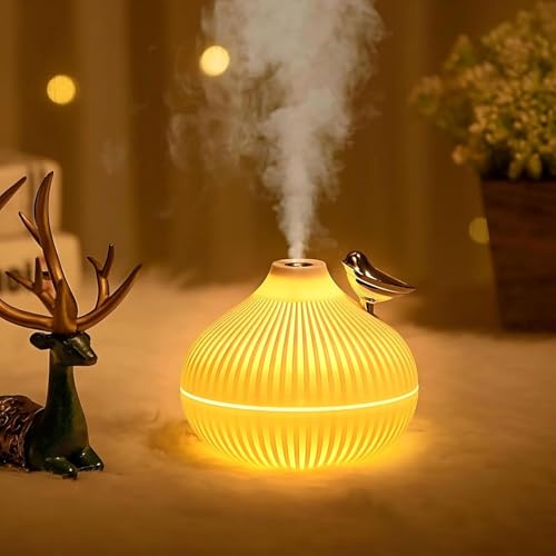 Image of 300ml Essential Oil Diffuser & Humidifier - Ultrasonic Cool Mist with Quiet Operation, LED Lights - Aromatherapy Air Freshener for Home, Office, Car(Colours May Vary) (Bird Aroma)