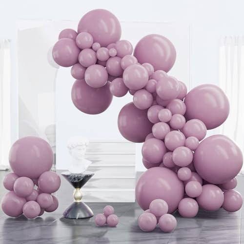 Image of PartyWoo Dusty Purple Balloons 100pcs Different Sizes Pack of 18 12 10 5 Inch Lavender Boho Neutral Balloon Arch Kit for Baby Shower Graduation Butterfly Fairy Birthday Party Decorations Purple-F29