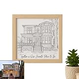 Personalized Laser Engraved Portrait from Your Photo on Wooden Panel with Frame Handcrafted Custom House One Line Laser Etched Portrait Minimalist Wall Art Family Moments “Our Beloved Home”