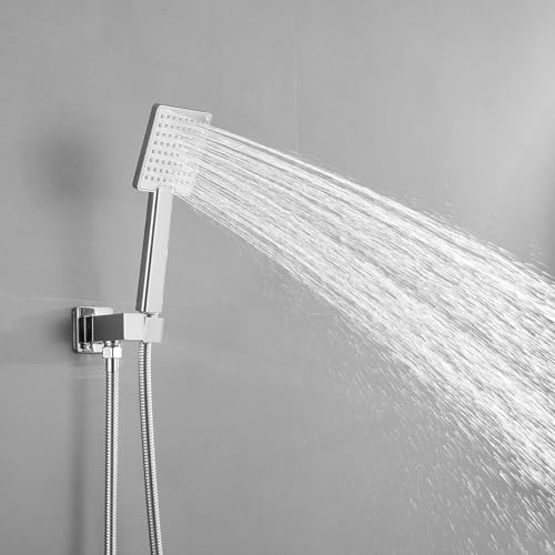 Set de grifería de ducha BWE con rociador de lluvia y ducha manual | Funciones duales, incluye válvula y kit de instalación, montaje en pared, diseño minimalista cuadrado moderno miniatura 6