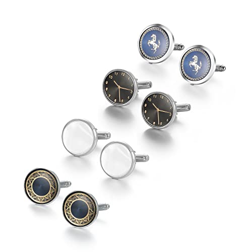 Wynameleri Klassische Pferdmanschettenknöpfe Set für Männer Business Hochzeit Happy Fathers Day Dekor Zubehör für Business Geburtstag Personalisierte Marineblaue Manschettenknöpfe für Männer