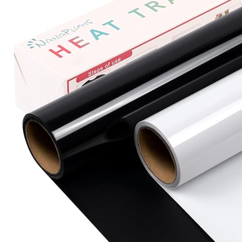 NANAPLUMS Plotterfolie Textil, Flexfolie Plotter Textil, 1 Rolle Weiß und 1 Rolle Schwarz Bügelfolie für Textilien Transferfolie zum Aufbügeln für DIY T-Shirt, Weiß und Schwarz