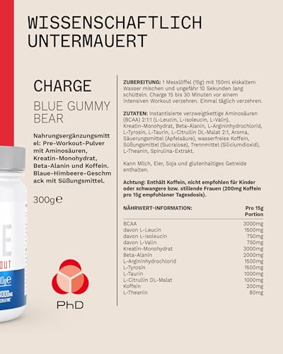 PhD Authentic Charge All-in-One Pre Workout with Creatine, Performance and Focus, High Caffeine - Image 5