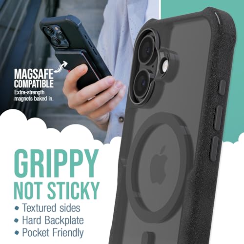 Smartish® iPhone 16 Protective Magnetic Case - Gripzilla Compatible with MagSafe [Rugged + Tough] Heavy Duty Grip Armored Slim Cover w/Drop Tested Protection for Apple iPhone 16 - Clearly Black by Smartish - Used condition - US$8.47