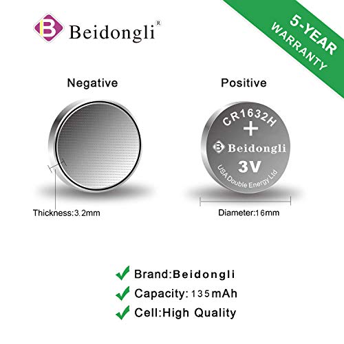 Beidongli Cr1632 3 Volt Lithium Coin Cell Battery (20 Batteries)【5-Years Warranty】 #TOP2