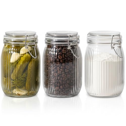 ComSaf Airtight Glass Jar 34oz Set of 3