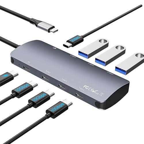USB C Hub 10Gbps, USB C Splitter with 4K@60Hz Video Display, 100W Power Delivery Charging, USB4 Hub Multiport Adapter with 10Gbps Data Transfer for MacBook Pro/Air, iPad Pro, Mac mini and More