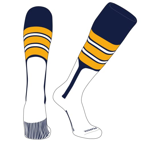 PEAR SOX OTC Baseball Softball Stirrup Socks (E, 9in) Navy, Gold, White