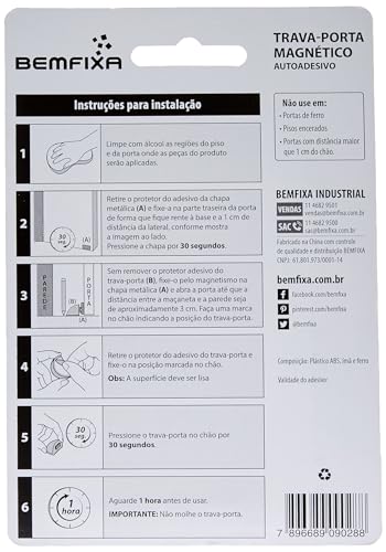Batedor Para Porta Magnético - Autoadesivo Bemfixa Branco