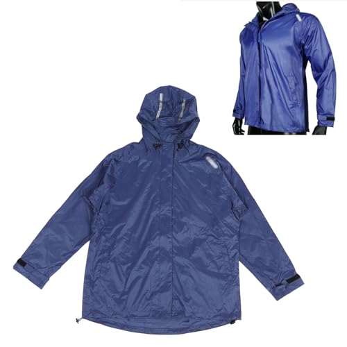 Jaqueta de Chuva Masculina, Corta-vento Leve à Prova D'água Com Listras Refletivas, Capuz, Punhos A