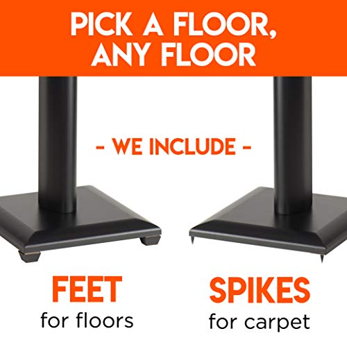 image for ECHOGEAR Premium Universal Floor Speaker Stands - Vibration-Absorbing 