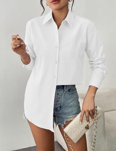Zeagoo Womens Button Down Shirt Long Sleeve Blouses Solid Work Casual Business Tops Loose Fit Fall Shirts S-2XL4