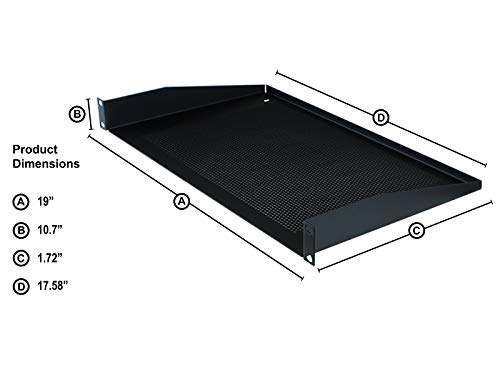 R1194 Rack Shelf Black Steel (1U, Vented) #TOP6