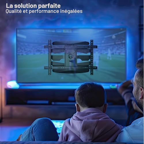 Support TV mural double bras pour sécuriser les grands écrans