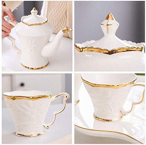 Juego de Tetera Moderna para el hogar Phnom Penh Servicio de té Juego de té de cerámica Platillo de Taza con Bandeja Tetera de té de la Tarde en inglés Juego de Tetera de fácil Limpieza Blanca Up - Imagen 7