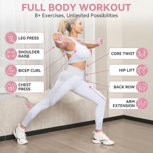 Foot Pedal Resistance Band, Upgraded 8-Tube Foot Pedal Exerciser with Detachable Handles for Dual-Hand Use, Heavy Duty Elastic Pull Rope for Standing Workout, Yoga, Stretching & Home Fitness - Image 5