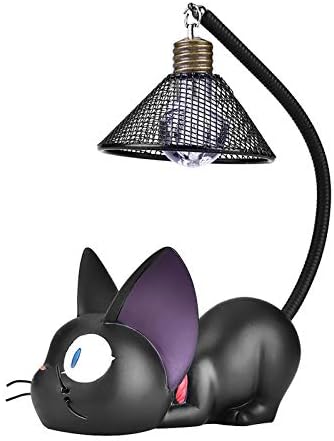 Pesine Creative Night Light Black Cat Desktop Lamp Table Resin Craft Decoration for Bedroom, Bedside, Living Room, Apartment (Blue Eyes)
