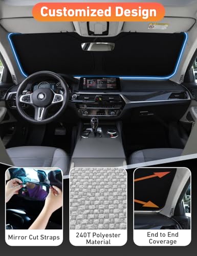 Image of EcoNour Windshield Sunshade Compatible for Mazda CX-9 2016-2024 2025 2026, Sun Visor for Front Windshield & Window Sun Shade Cover, UV Heat Blocker & Protector, Car Accessories