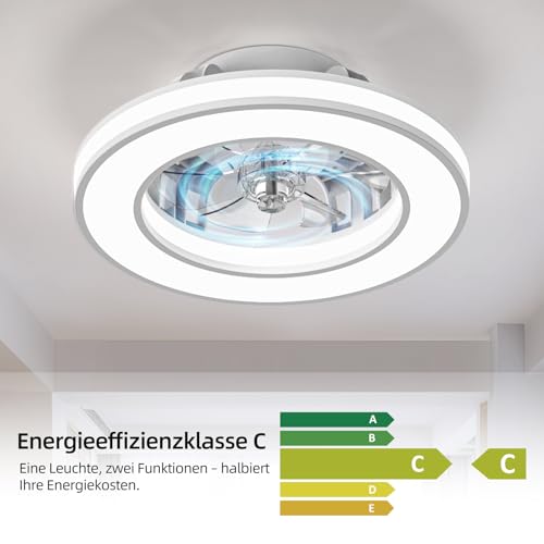 Ateroll Deckenventilator mit Beleuchtung Ø41.5CM, Deckenventilator mit Licht Dimmbar (3000K-4000K-6500K-RGB), 6 Geschwindigkeiten mit Fernbedienung, Timer, Lichtspeicher, geeignet für Schlafzimmer 3