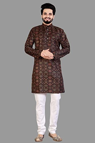 Image of Men's Printed Cotton Kurta
