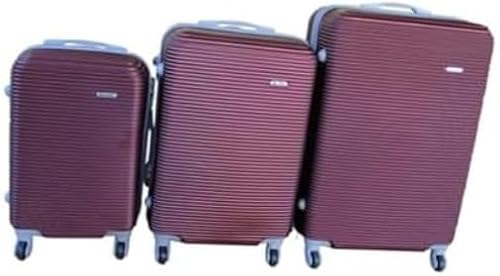 Hard Outer Shell Travel Luggage Set - 3 Piece (Maroon)