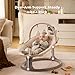 Momcozy 2-in-1 Baby Swing, Dual-Arm Support System & Parent-Inspired Motions, Convertible to Toddler Seat up to 66 lbs, Adjustable Height, Lightweight, Beige