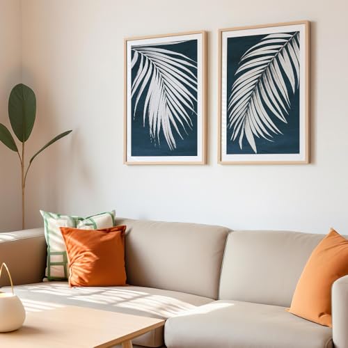 Image of COLOSSAL ART HOUSE Set of 2 botanical wall art paintings for living room & wall painting for bedroom wall decor - (10x13 Inch framed poster, Paintings for home decor)