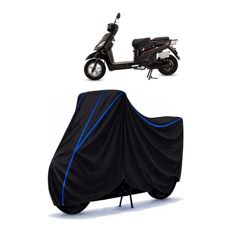 Image of Scooty Cover Water Resistant for NYX HX | Universal Scooter & Bike Cover | Heavy Duty UV Protection | Dust, Rain & Scratch Protection | Elastic Fit All Weather Indoor Outdoor | Black with Blue Piping