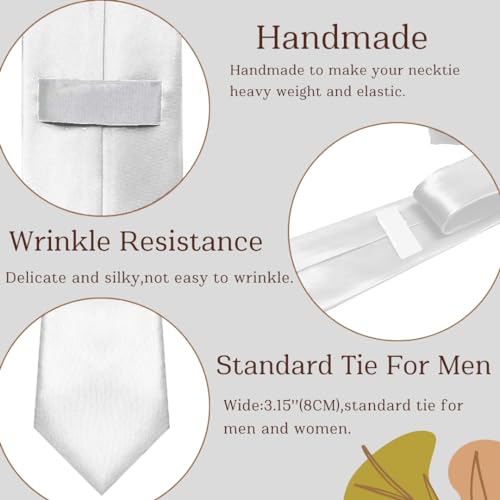 Image of WOXVM Men's Ties Classic Solid Satin Tie Pure Color 3.15 inch Mens Necktie, Premium Formal Black Ties For Men Business & Wedding