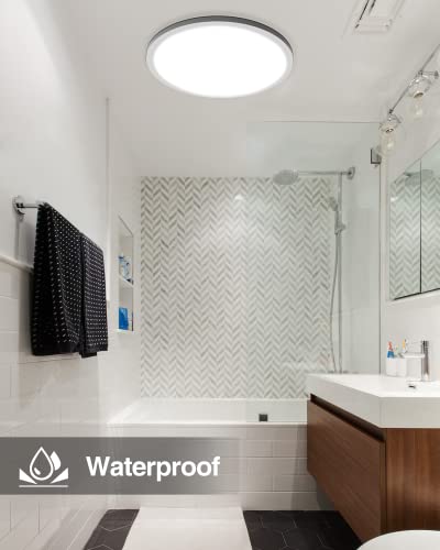 slochi Bathroom Lights,24W 2050LM Round Ceiling Lights,150W Equivalent,6500K,Ultra-Thin,Small,IP54 Waterproof Modern LED Flush Mount Ceiling Lamp for Bedroom,Kitchen,Toilet,Porch,Utility RoomØ22CM - Cosy Home Interiors slochi Bathroom Lights,24W 2050LM Round Ceiling Lights,150W Equivalent,6500K,Ultra-Thin,Small,IP54 Waterproof Modern LED Flush Mount Ceiling Lamp for Bedroom,Kitchen,Toilet,Porch,Utility RoomØ22CM - Image 5