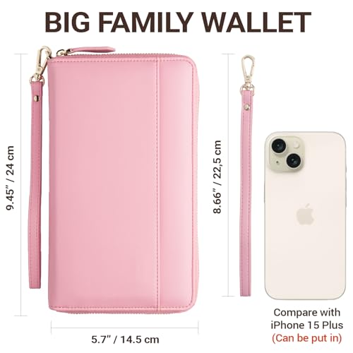 Image of Travel Document Organizer - RFID Passport Wallet Case Family Holder Id Wristlet
