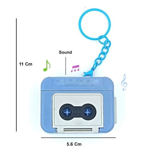 Image of Retro Cassette Tape Recorder Keychain | Mini Voice Recorder and Music Player with 15-Second Recording | Vintage Keyring Gift for Bag, Backpack, Purse | Keychain for Men and Women