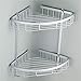 Produktbild SJYM Badezimmer Eckregal 2 Lagen Raum Doppelte Ebenen Dreieck Duschkorb Shampoo Seife Lagerregale Rack Aluminium