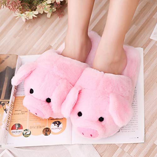 Plush Pink Pig Slippers Winter Warm Stuffed Animal Slippers for Women3