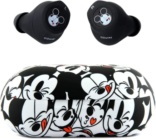 Disney Mickey Mouse   Auriculares Bluetooth con funda de carga, auriculares inalámbricos Bluetooth con micrófono integrado y 30 horas de reproducción, regalos de Disneyland Essentials y Disney para