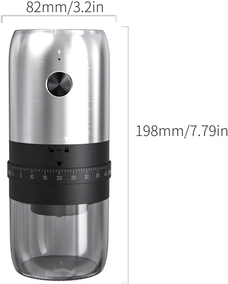 GrindMate Wireless Coffee Grinder – Ceramic Burr, Quiet Motor, 1800mAh Battery