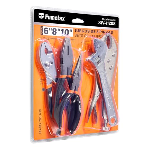 La Mejor Lista de Juegos de mordazas para comprar online. 35 FUMETAX Juego de 5 alicates y llaves con estante de almacenamiento, incluye bloqueo, nariz larga, Llave ajustable, alicates de electricista y mini alicates, kit de herramientas de...