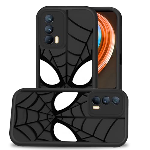 Image of AESTMO Back Case Cover for Realme X7 5G Cover | Spidey Face Mask Design | Silicone Case | Full Body Protection | Camera Protection Back Cover for Realme X7 5G (Black)