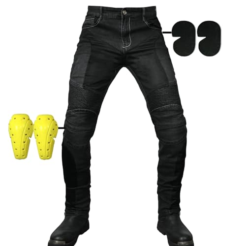 SHUOJIA Pantalons De Moto Pour Hommes Et Femmes, Jeans De Motard Avec Protection Renforcée, Denim De Course (A2,XL)