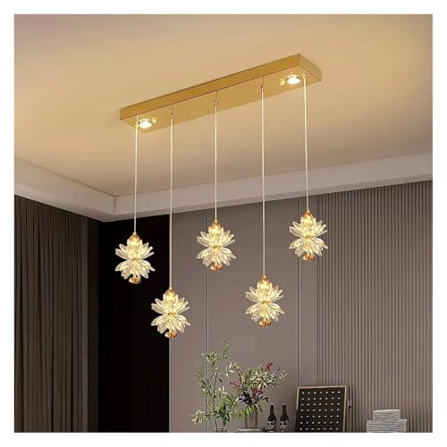 Lustre en verre doré chic pour remplacer un plafonnier démodé