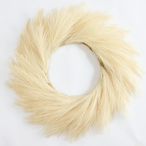 Pinkpum Pampas Grass Wreath, 24'' Fall Wreath For Front Door cover