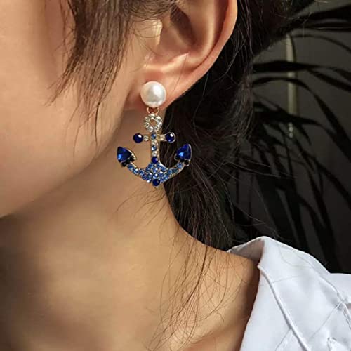 Blue Nautical Anchor Dangle Earrings for Women, Women’s Ocean Sailor Ship Anchor Bohemian Drop Earrings Jewelry2
